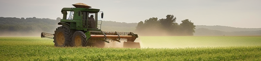 CBD hemp farming, featuring a tractor